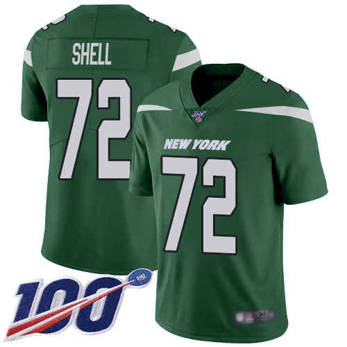 New York Jets Limited Green Youth Brandon Shell Home Jersey NFL Football #72 100th Season Vapor Untouchable